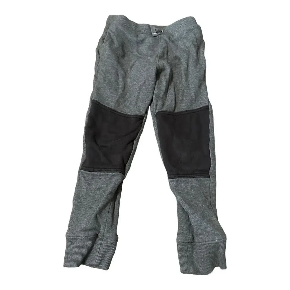 Hanna Andersson | Boys Colorblock Double Knee Slim Sweatpant Gray Black 120 6/7